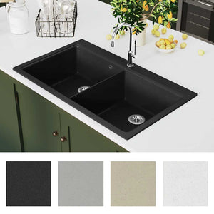 Granitspüle Doppelbecken Schwarz
