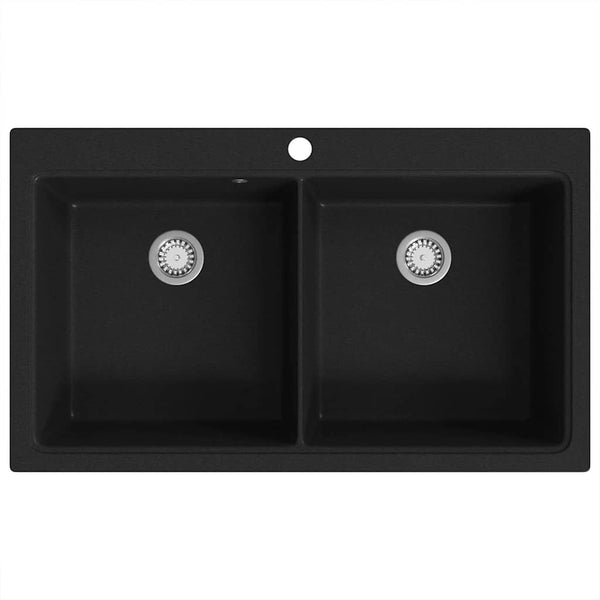 Granitspüle Doppelbecken Schwarz