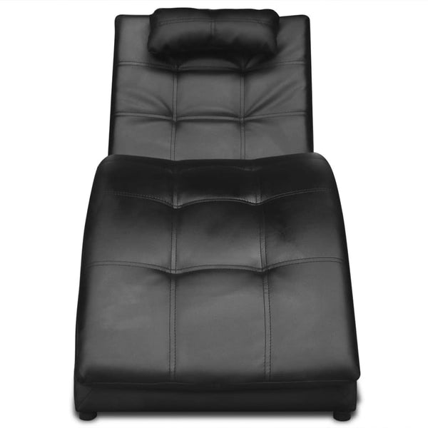 Schwarze Chaiselongue mit Kunstleder-Kissen