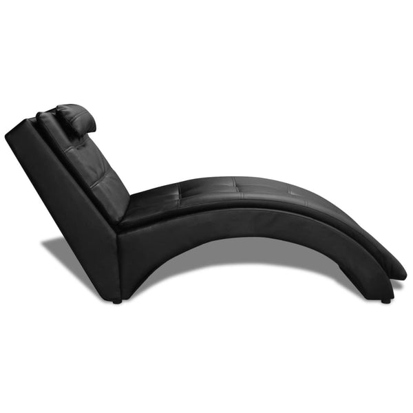 Schwarze Chaiselongue mit Kunstleder-Kissen