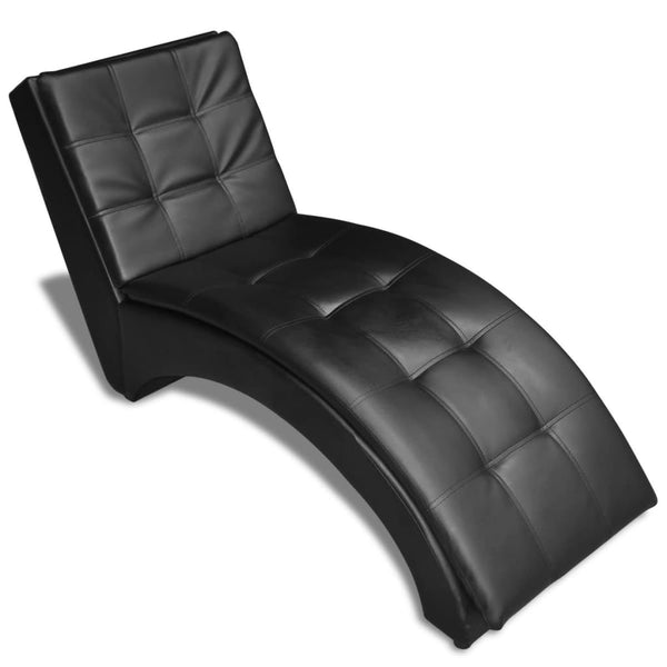 Schwarze Chaiselongue mit Kunstleder-Kissen