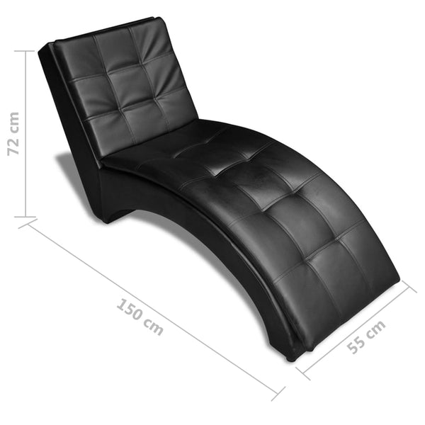 Schwarze Chaiselongue mit Kunstleder-Kissen