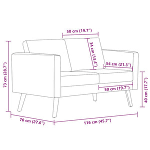 2-Sitzer Sofa Hellgrau Stoff