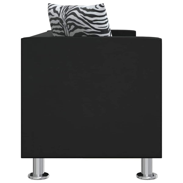 Schwarzes Kunstleder 3-Sitzer Sofa