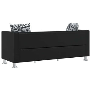 Schwarzes Kunstleder 3-Sitzer Sofa