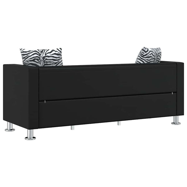 Sofa 3-Sitzer Kunstleder Schwarz