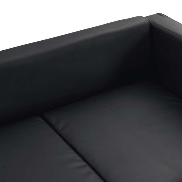 Sofa 3-Sitzer Kunstleder Schwarz