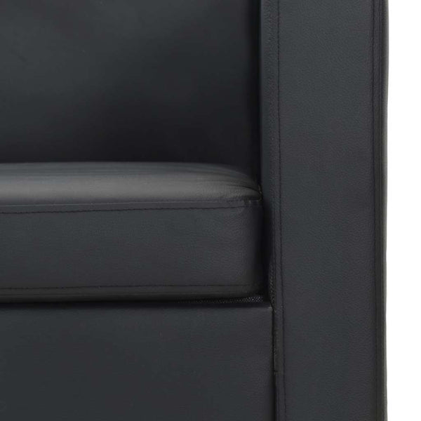 Schwarzes Kunstleder 3-Sitzer Sofa