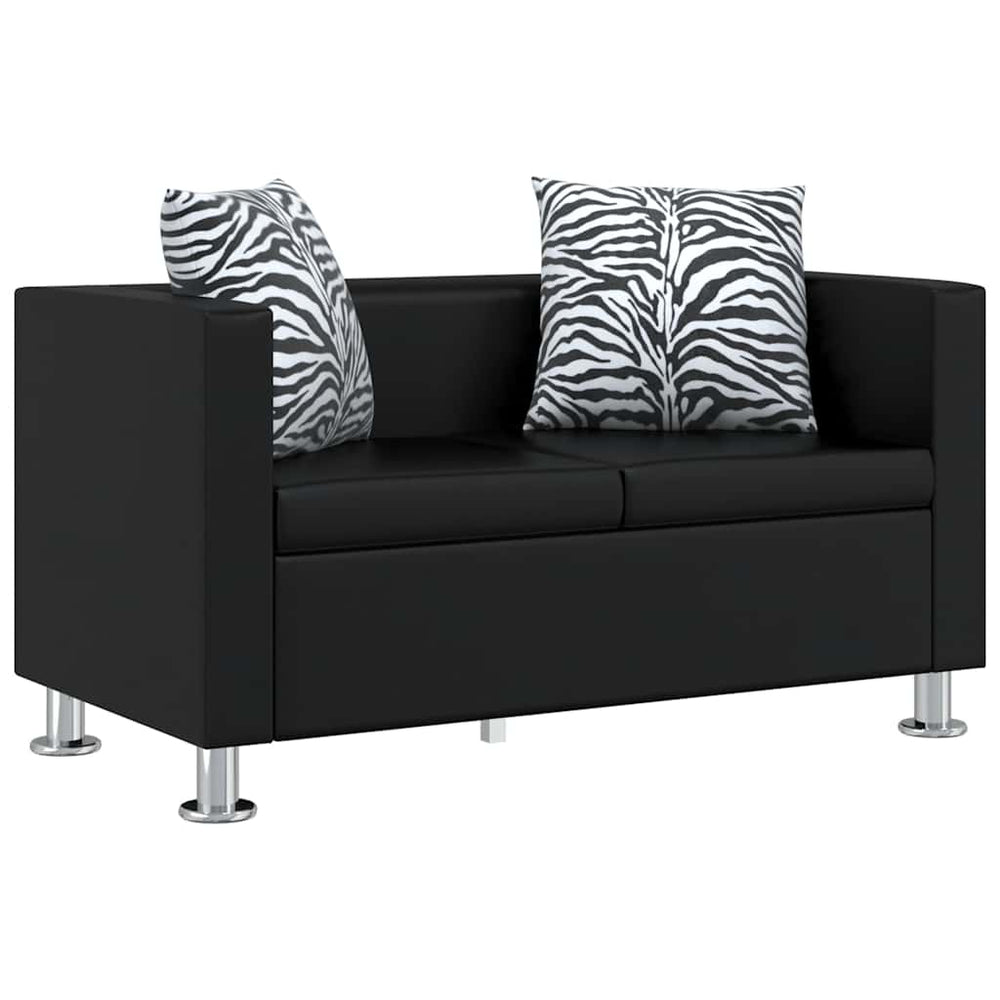 2-Sitzer Sofa Kunstleder Schwarz