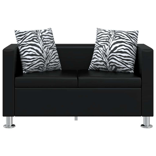 2-Sitzer-Sofa Kunstleder Schwarz