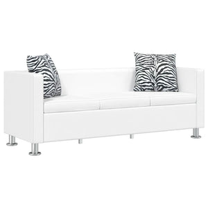 3-Sitzer Sofa Kunstleder Weiß