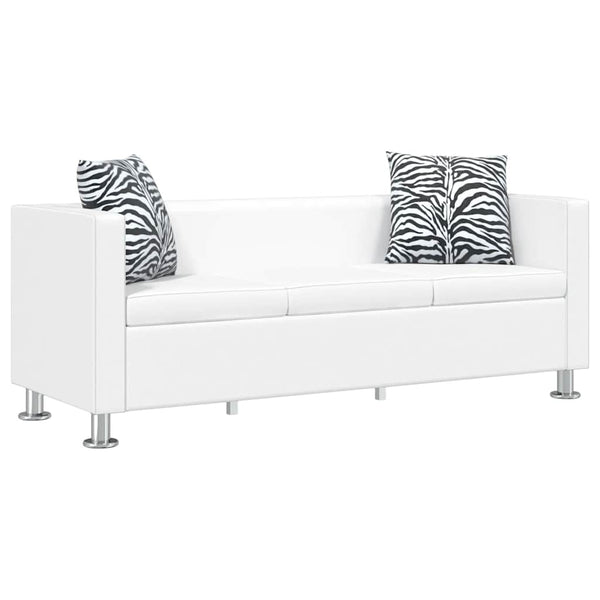 3-Sitzer Sofa Kunstleder Weiß