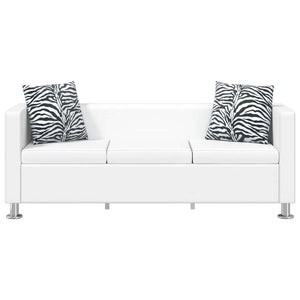 3-Sitzer Sofa Kunstleder Weiß