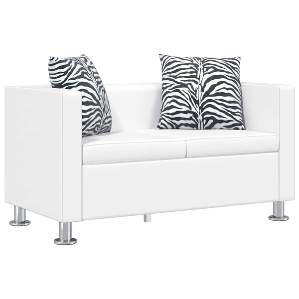 2-Sitzer Sofa Weiß Kunstleder