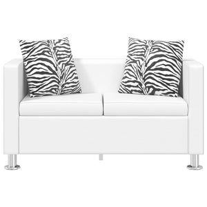 2-Sitzer-Sofa Kunstleder Weiß