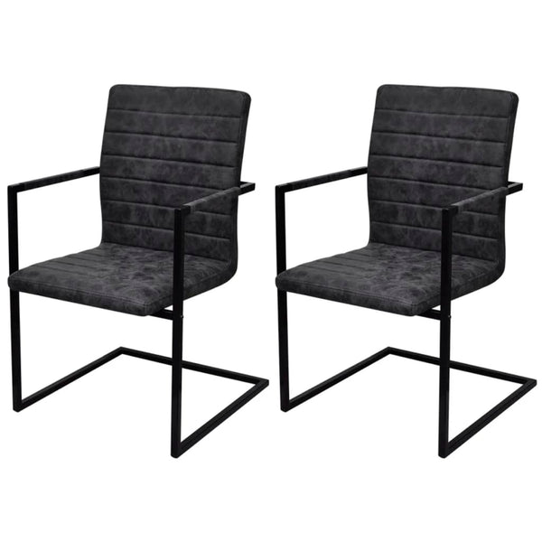 vidaXL Cantilever Chairs 2 pcs Black Faux Leather