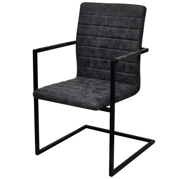 Freischwinger 2er Set Schwarz Kunstleder