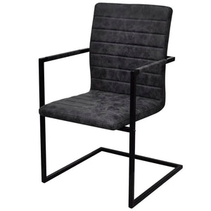vidaXL Chaise cantilever 2 pcs Similicuir Noir