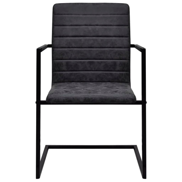 Freischwinger 2er Set Schwarz Kunstleder
