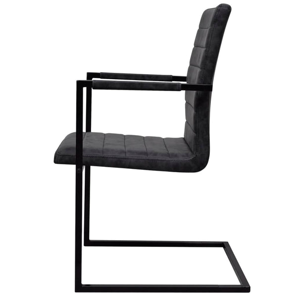 Freischwinger 2er Set Schwarz Kunstleder