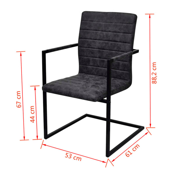 vidaXL Cantilever Chairs 2 pcs Black Faux Leather