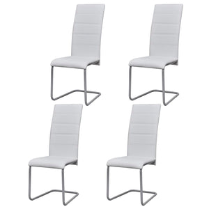 vidaXL Cantilever Chairs 4 pcs. White Faux Leather