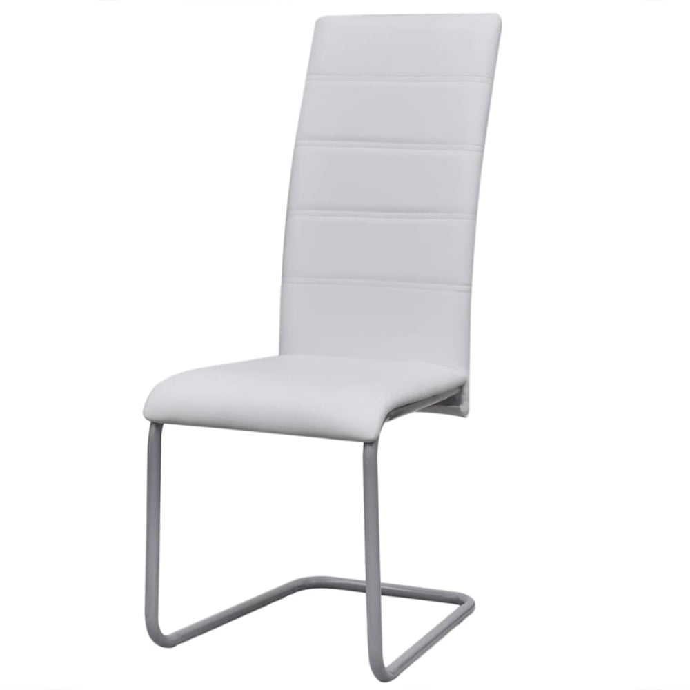 Freischwinger 4er Set Weiß Kunstleder