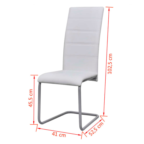 vidaXL Chaises cantilever 4 pcs Similicuir blanc