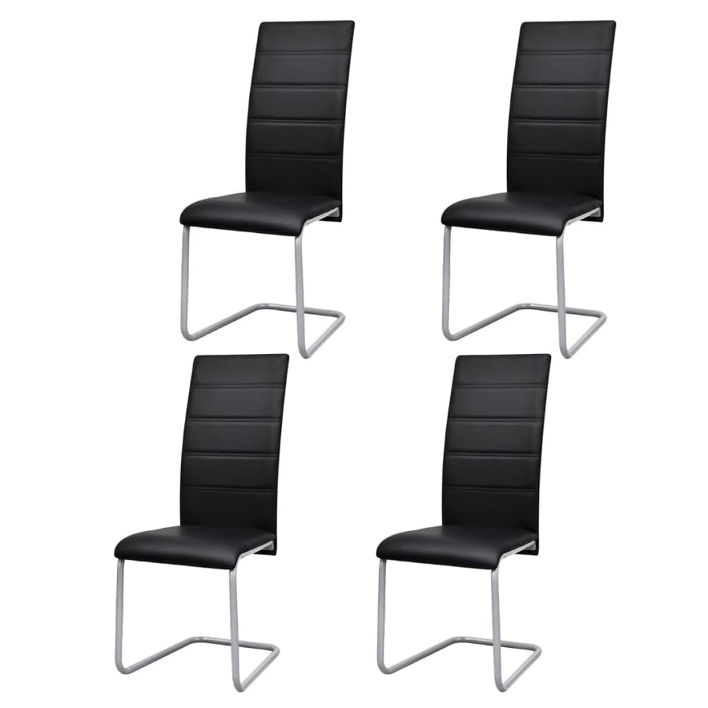 Freischwinger 4er Set Schwarz Kunstleder