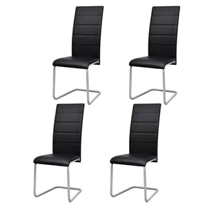 Freischwinger 4er Set Schwarz Kunstleder