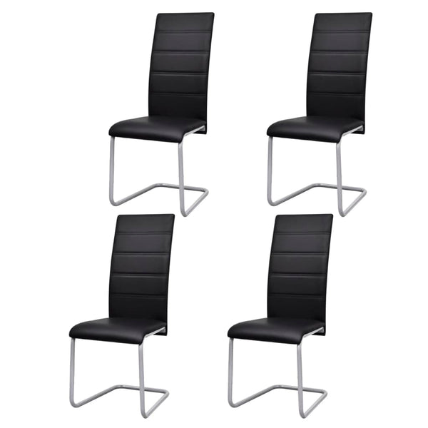 Freischwinger 4er Set Schwarz Kunstleder