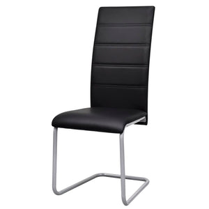 Freischwinger 4er Set Schwarz Kunstleder