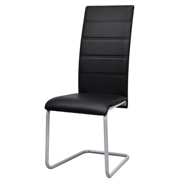 Freischwinger 4er Set Schwarz Kunstleder