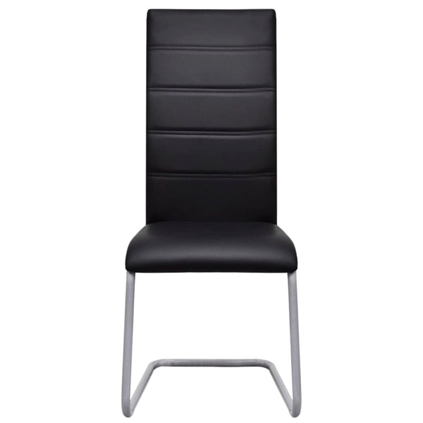 Freischwinger 4er Set Schwarz Kunstleder