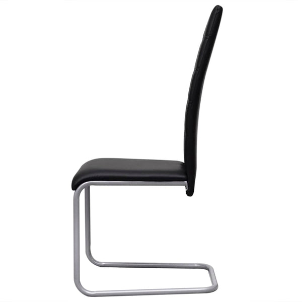vidaXL Cantilever Chairs 4 pcs Black Faux Leather