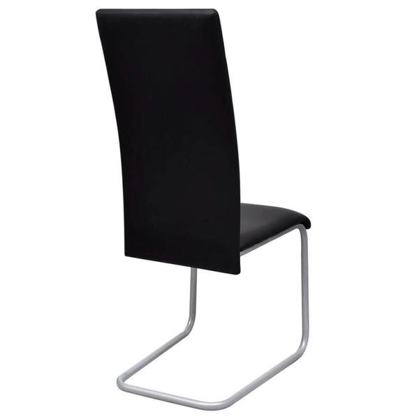 Freischwinger 4er Set Schwarz Kunstleder