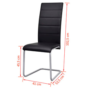 Freischwinger 4er Set Schwarz Kunstleder