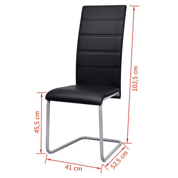 Freischwinger 4er Set Schwarz Kunstleder