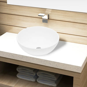 vidaXL Ceramic Wash Basin White Round