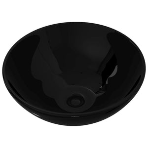 Ceramic washbasin round black