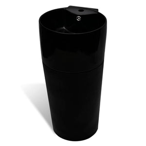 vidaXL Lavabo à poser en céramique avec trou de trop-plein/robinet Noir