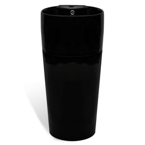 vidaXL Lavabo à poser en céramique avec trou de trop-plein/robinet Noir