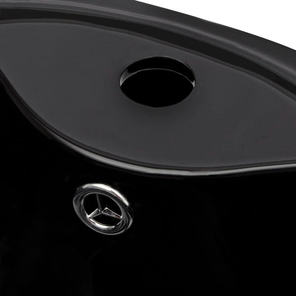 vidaXL Lavabo à poser en céramique avec trou de trop-plein/robinet Noir