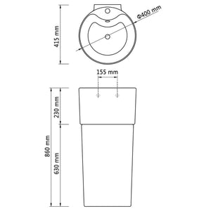 vidaXL Lavabo à poser en céramique avec trou de trop-plein/robinet Noir
