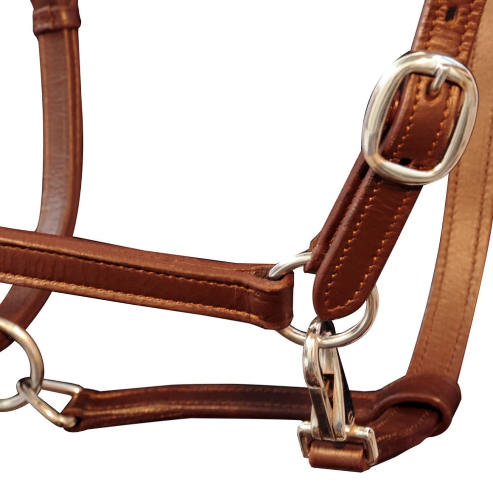 Genuine Leather Halter Stable Halter Adjustable Brown Pony