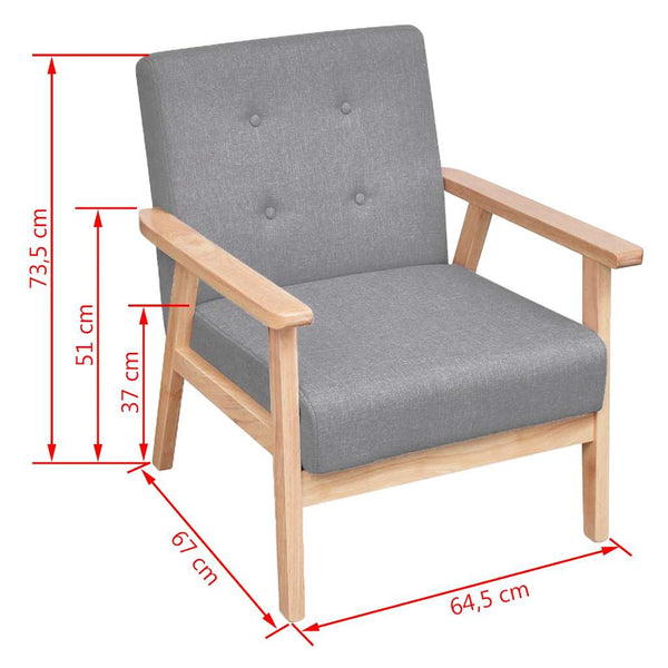 vidaXL Fauteuil Gris Clair Tissu