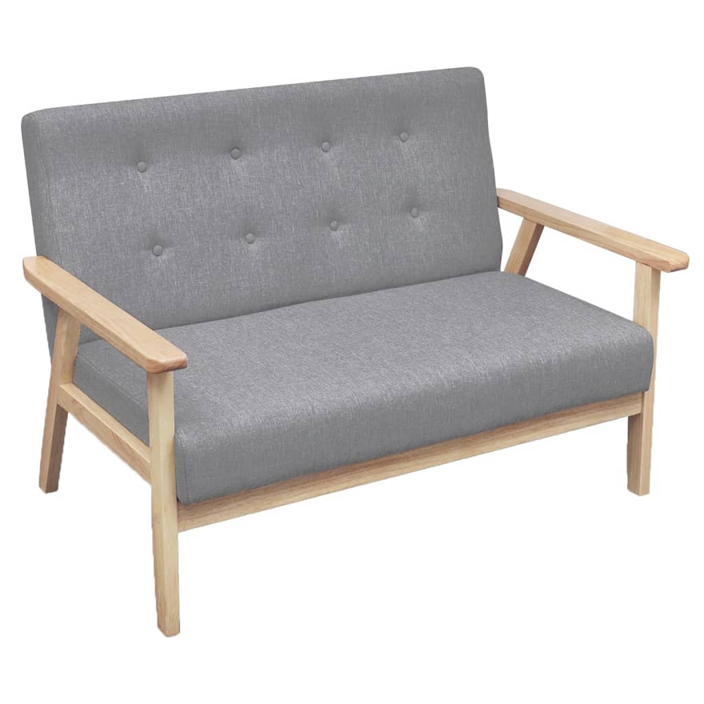 2-Sitzer Sofa Hellgrau Stoffbezug