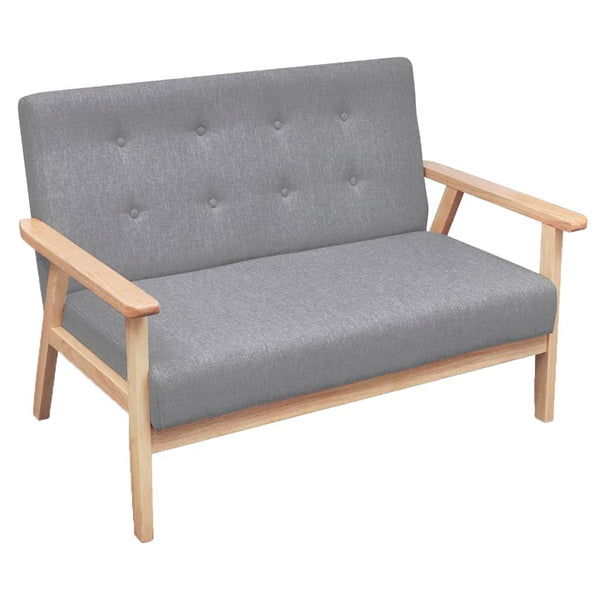 2-Sitzer Sofa Hellgrau Stoffbezug