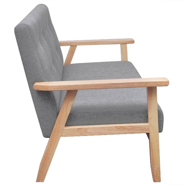 2-Sitzer Sofa Hellgrau Stoffbezug