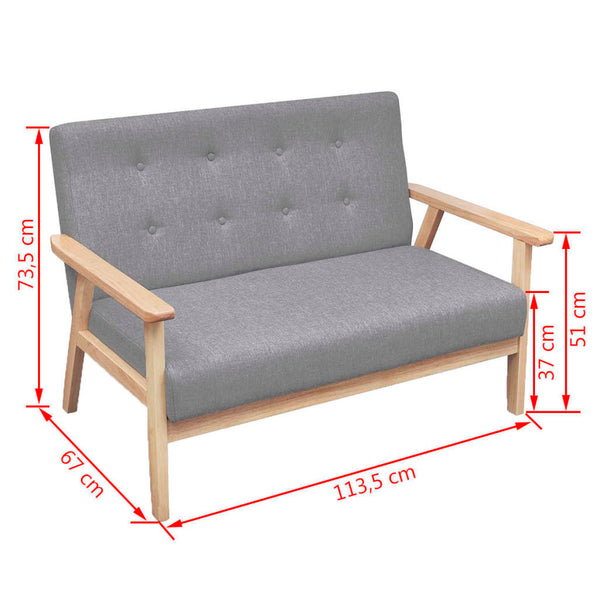 2-Sitzer Sofa Hellgrau Stoffbezug